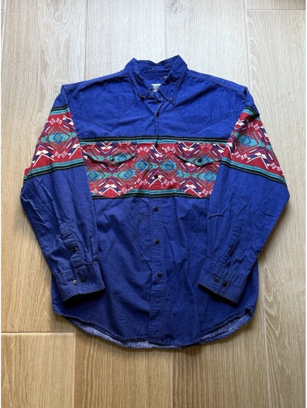 Vintage Western Corduroy Cowboy Rodeo Button Up Shirt Made In India Size M